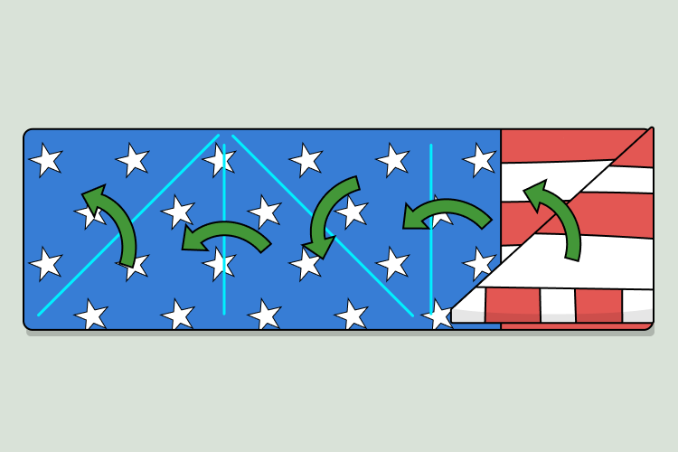 Diagram of folding pattern down flag